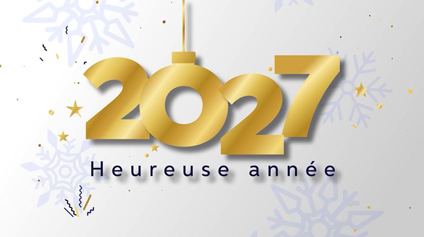 Carte de vœux vidéo FX18 pour 2027 avec lettre et décor dorés